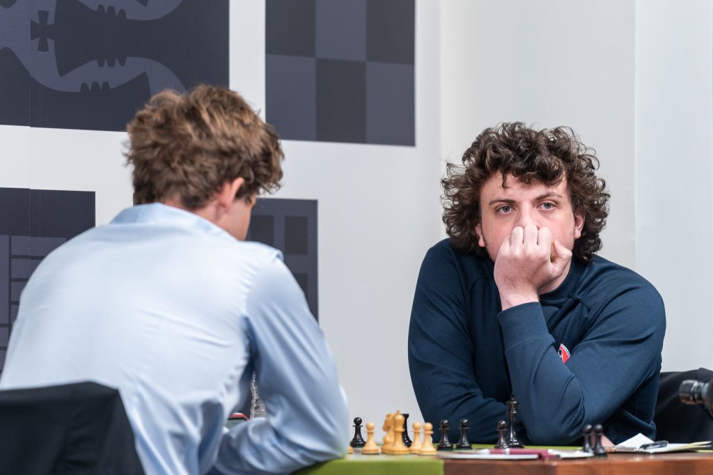 Niemann, durante su famosa partida contra Carlsen, en San Luis. Foto: Crystal Fuller