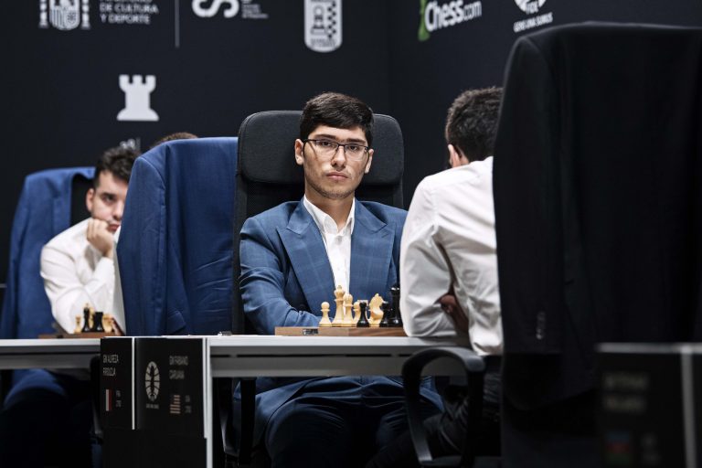 Alireza Firouzja, en el último torneo de Candidatos, en Madrid. Foto: Stev Bonhage