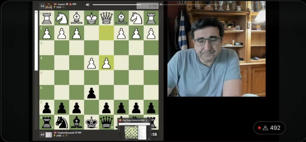 Kramnik, en el momento de su abandono contra José Martínez