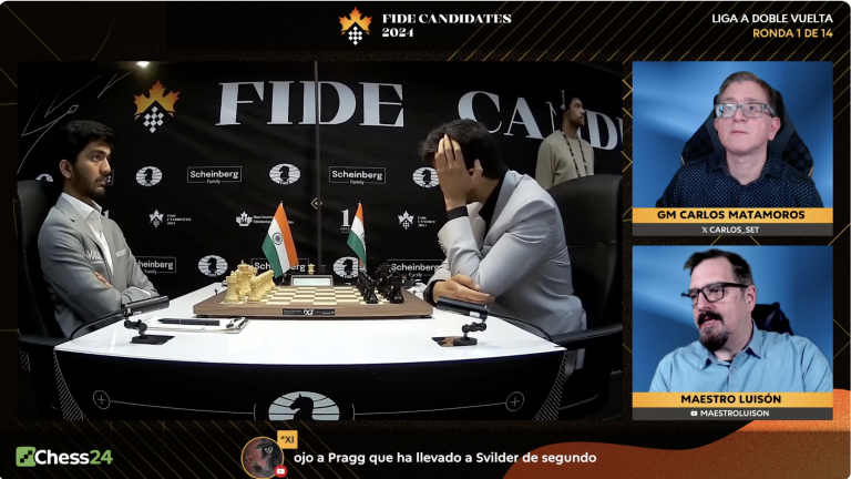 Candidatos en directo y en español en el canal de Chess24 en Youtube