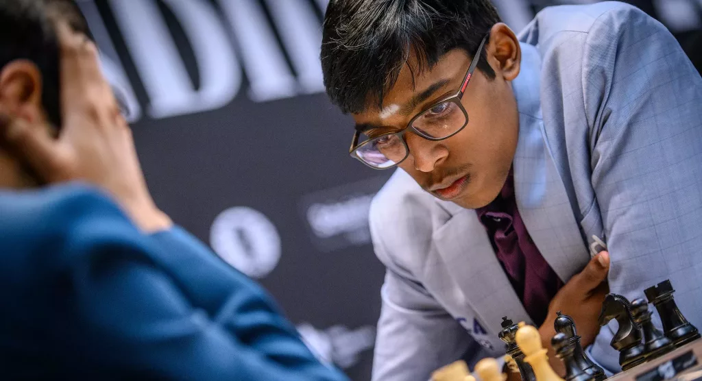 Praggnanandhaa, gran maestro indio de 18 años en el torneo de Candidatos. Foto: Michal Walusza / FIDE