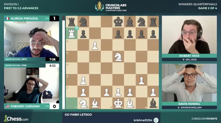 Caruana vence a Firouzja en 9 movimientos