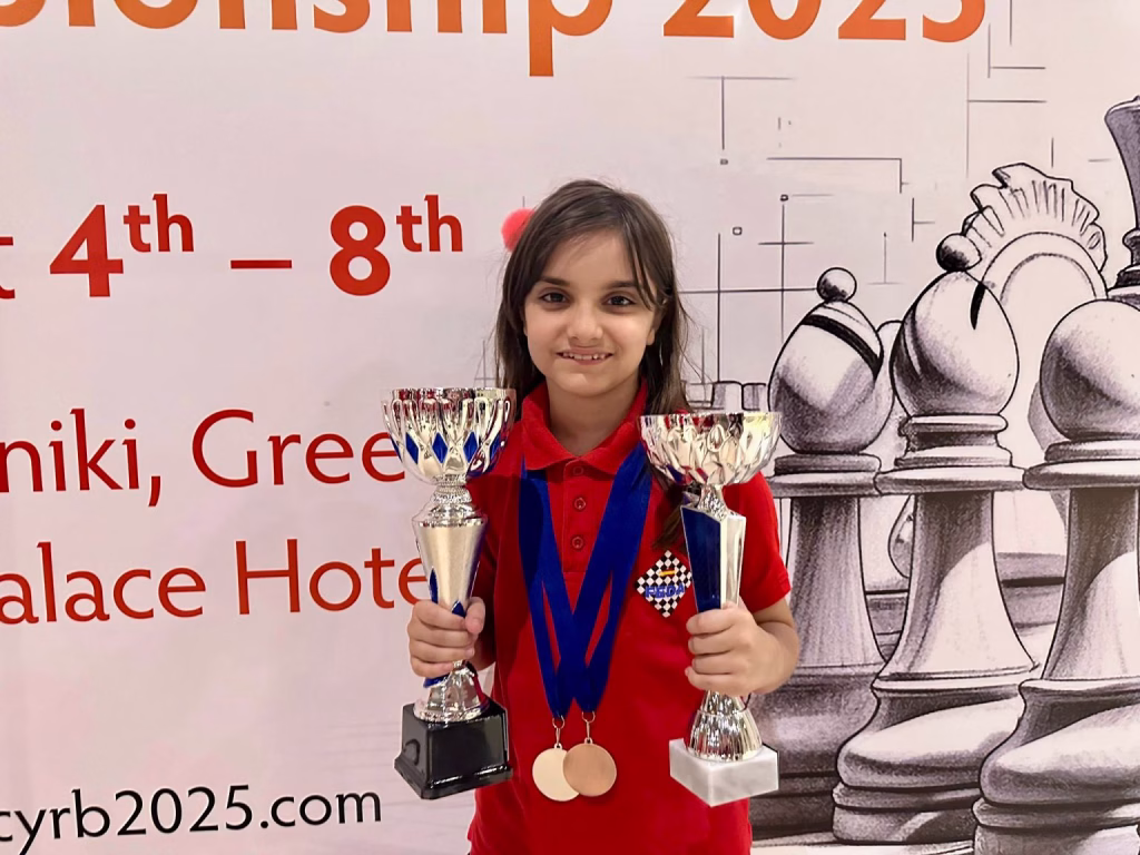 Laia Cid Marcos, tercera sub 10 de ajedrez rápido y  subcampeona en ajedrez relámpago. Foto: FEDA