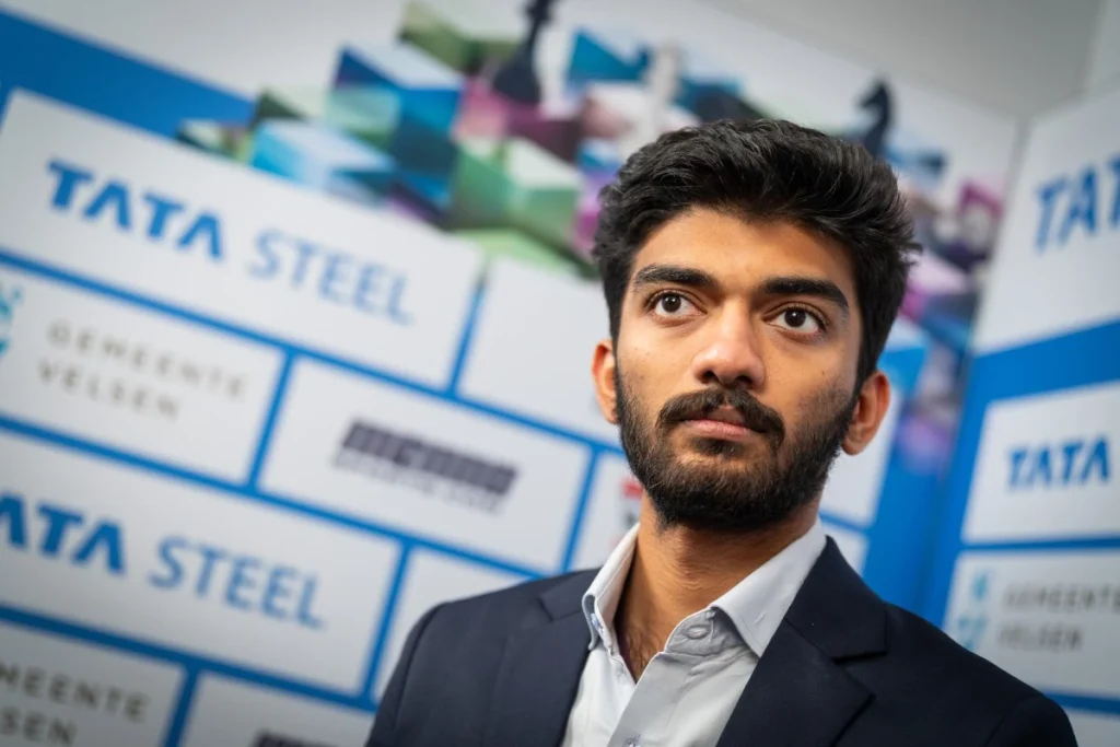 Gukesh, un campeón en apuros. Foto: Lennart Ootes / Tata Steel Chess