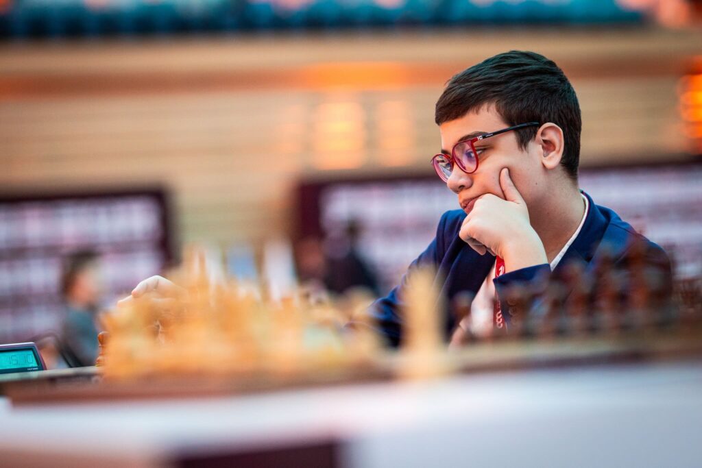 Faustino Oro, en el último Mundial de Rápidas. Foto: Anna Shtourman / FIDE