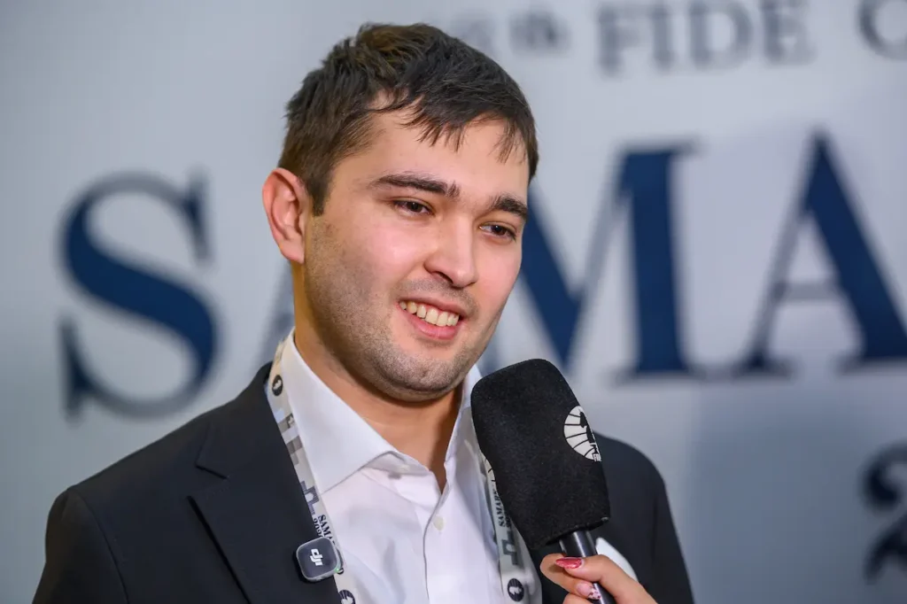 Nodirbek Yakubboev, héroe de la selección uzbeka en la Olimpiada y un jugador al que muchos no ponían ni cara. Foto: Michal Walusza / FIDE